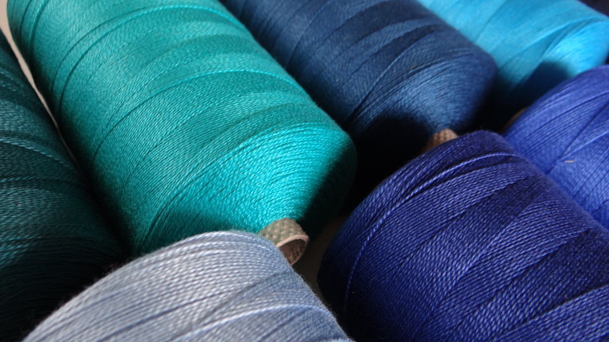 Yarn in bluish colours